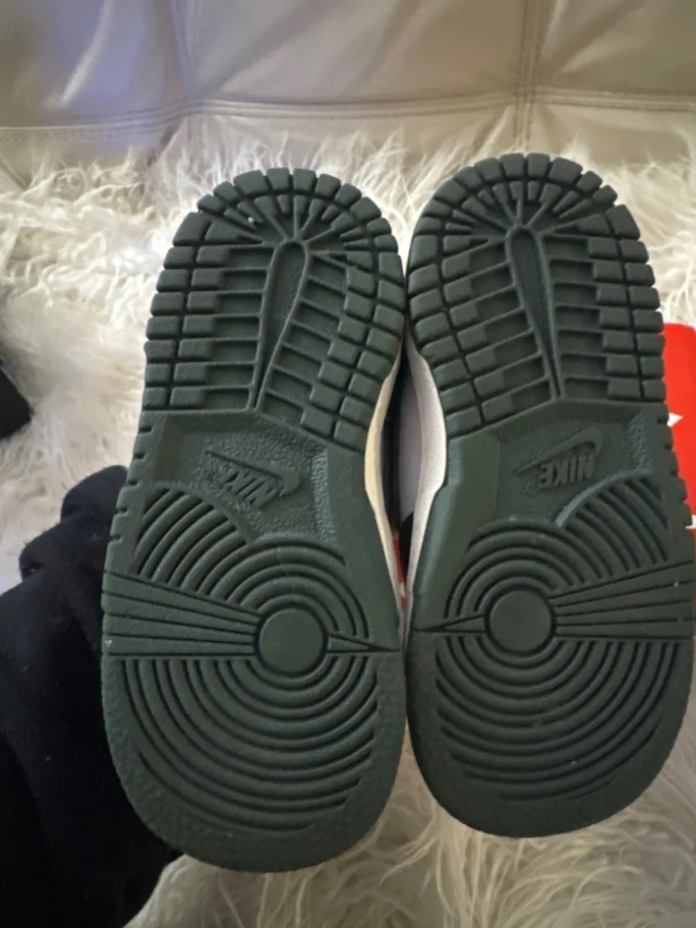 Olive green and white dunks 7C